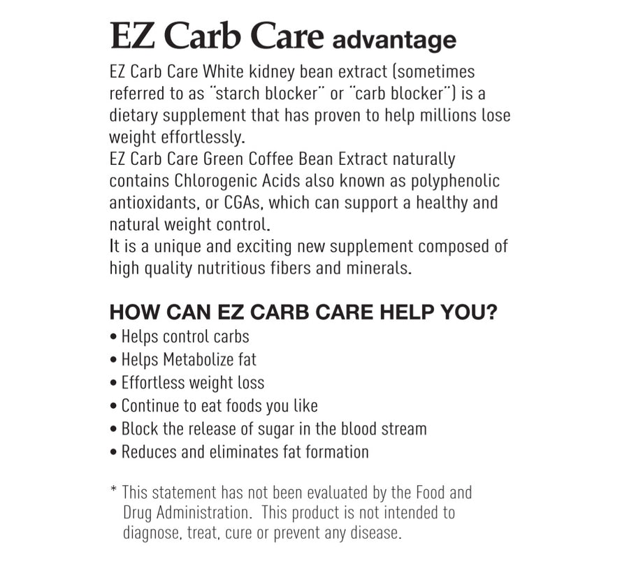 EZ Carb Care 60 Caps (BUY 3 GET 1 FREE)